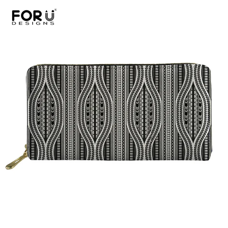 FORUDESIGNS, женские длинные кошельки, полинезийский кожаный кошелек на молнии, Женский держатель для карт, Дамский кошелек, сумка для денег, Carteira Feminina - Цвет: Z4521Z21
