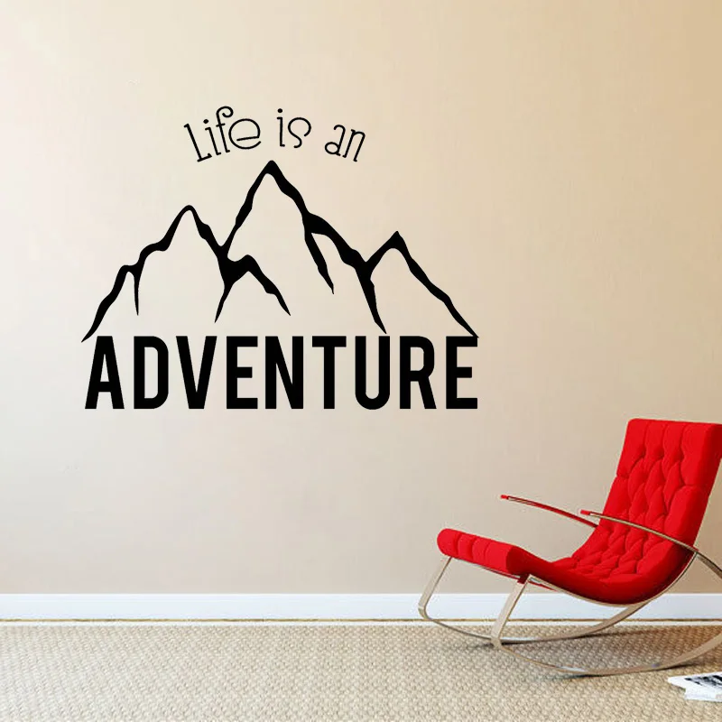 YOJA 76 см * 58 5 Life Is Adventure Настенная Наклейка с изображением горы художественный декор из ПВХ W1 503|Наклейки на