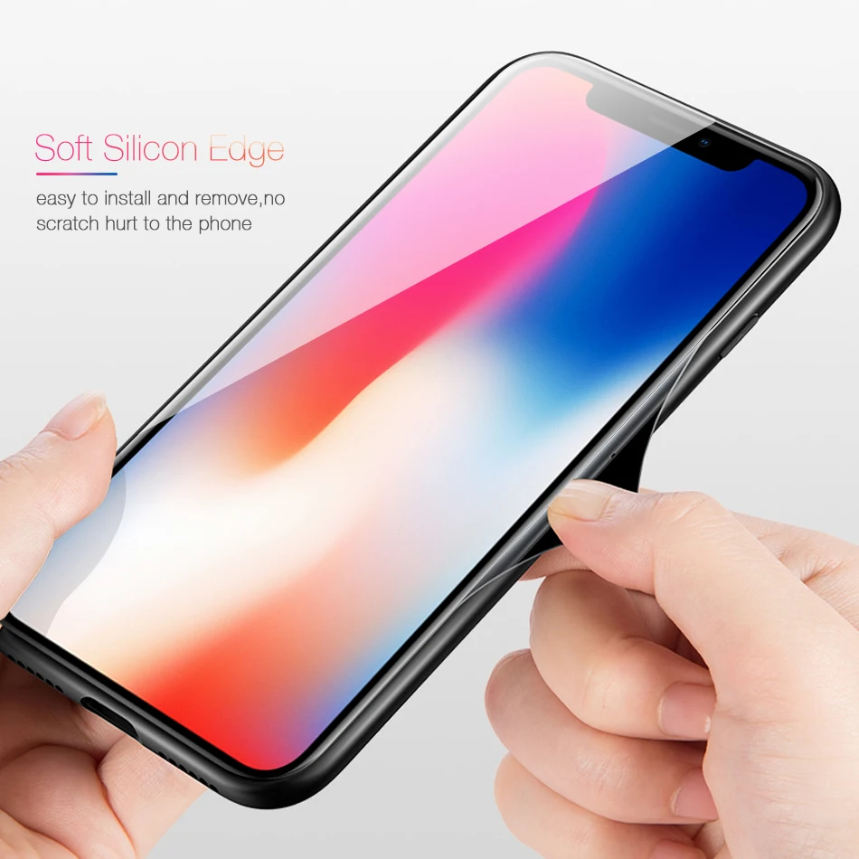 FLOVEME Phone Case For iPhone X 7 Plus Xs Max Xr Soft Frame Hard Toughened Glass Back Cover Shockproof 8 | Мобильные телефоны и