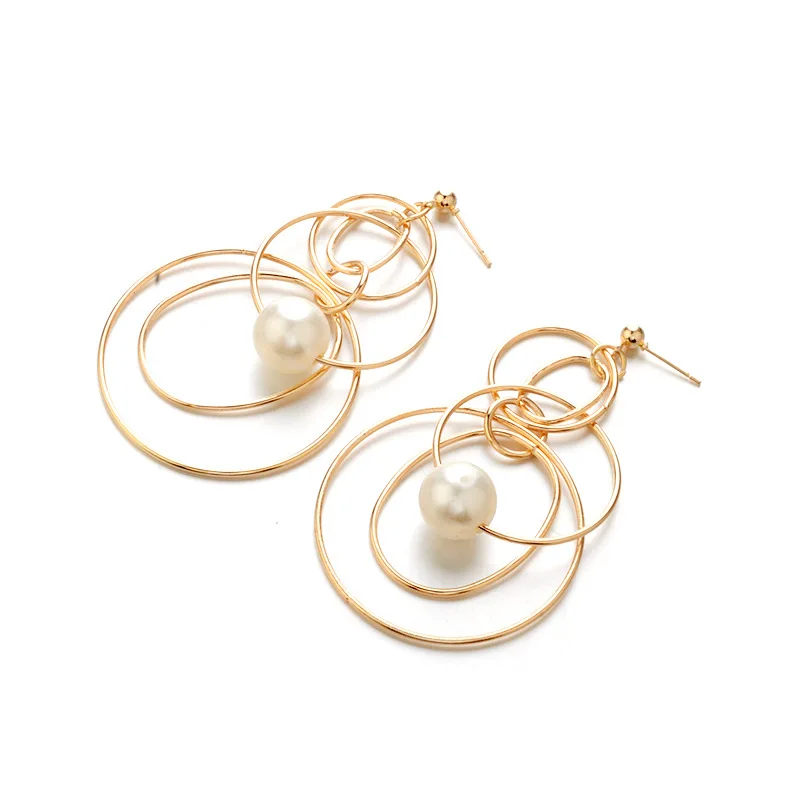 Новая мода Многослойные Крест круги Висячие серьги для женщин металлические