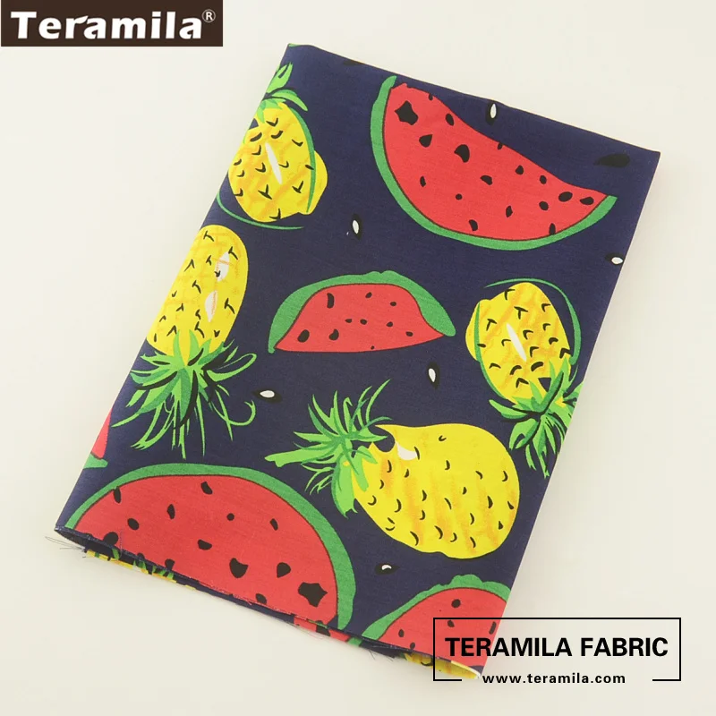 

Teramila Cotton Poplin Fabric Home Textile Patchwork Soft Printed Watermelon With Pineapple Style Fat Quarter Meter Tecido