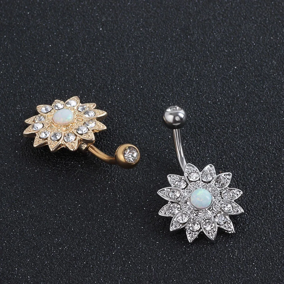 Женское кольцо для пупка с опалом 20 шт./лот|body jewelry|body barbody flower |