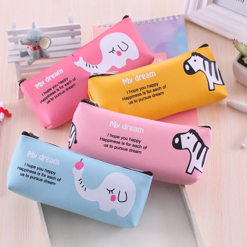 Новые милые Kawaii зоопарк пеналы из искусственной кожи высокой емкости Пенал дети