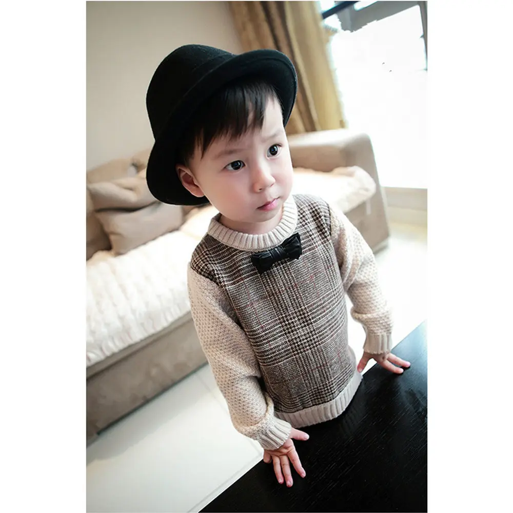 New 2018 Autumn Winter Baby Sweaters Soft Cotton Boys Knitted Pullover Butterfly Knot Kids Ribbed Sweater Children's Clothing | Детская