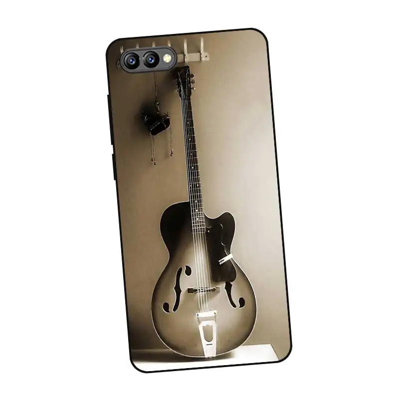 P076 Guitar Black Silicone Case Cover For Huawei Honor 6A 6C 6X 7C 7X 8 Lite Pro |