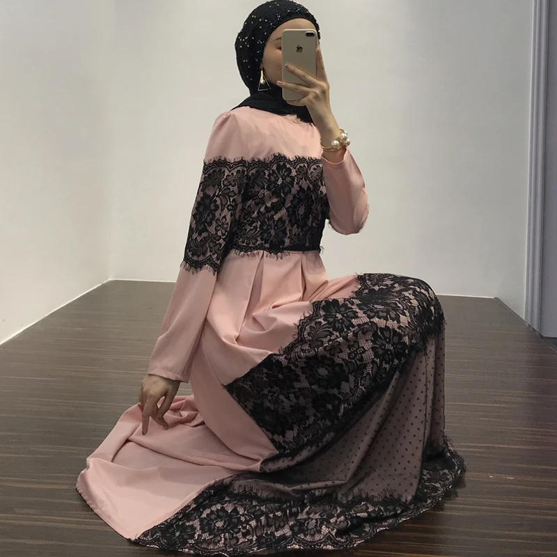 Кружевная Абая шикарный Дубайский хиджаб мусульманское платье Рамадан кафтан
