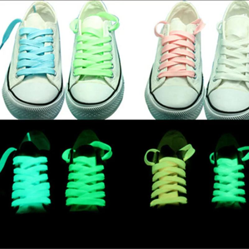 100pair/lots Luminous Shoelace in dark Glowing Led Shoes Strings Party Shoelaces For Growing Shoes Canvas Athletic Shoes