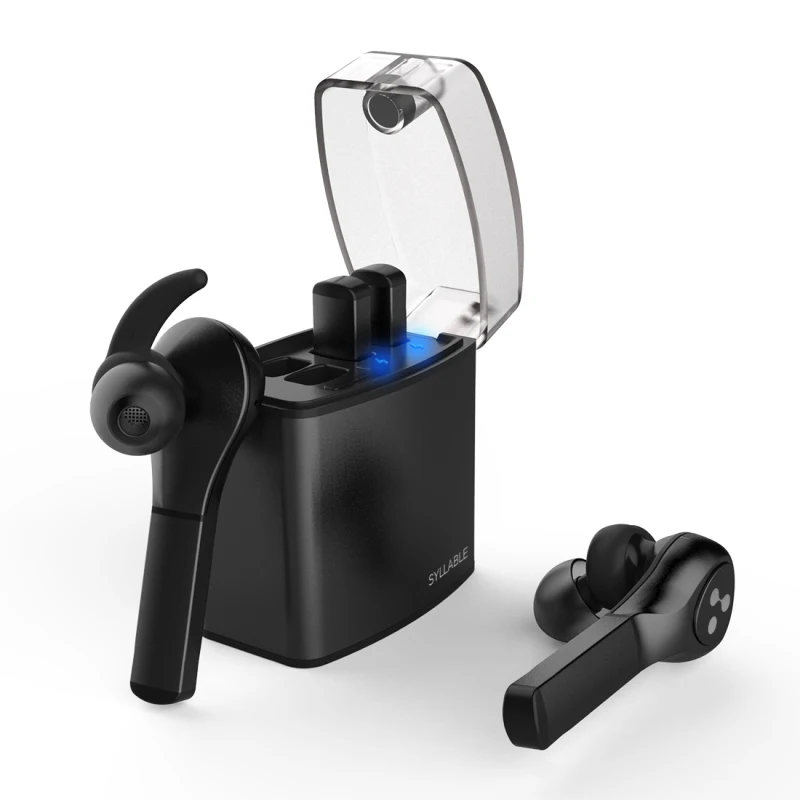 Черный Слог TWS наушники D9X Bluetooth наушники Зажигалка чехол сменный аккумулятор чип Bluetooth гарнитура Беспроводные вкладыши - Цвет: Черный