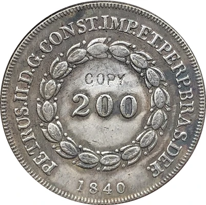 1840 Бразилия 200 Reis КОПИЯ монет | Дом и сад