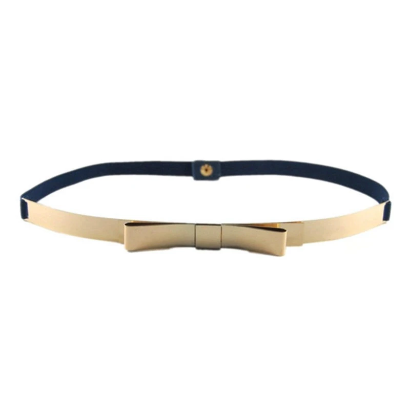 Fashion 2017 New arrival Gold Metal Bow Belt For Women Summer Dress Thin designer Elastic Waistband Free Shipping | Аксессуары для