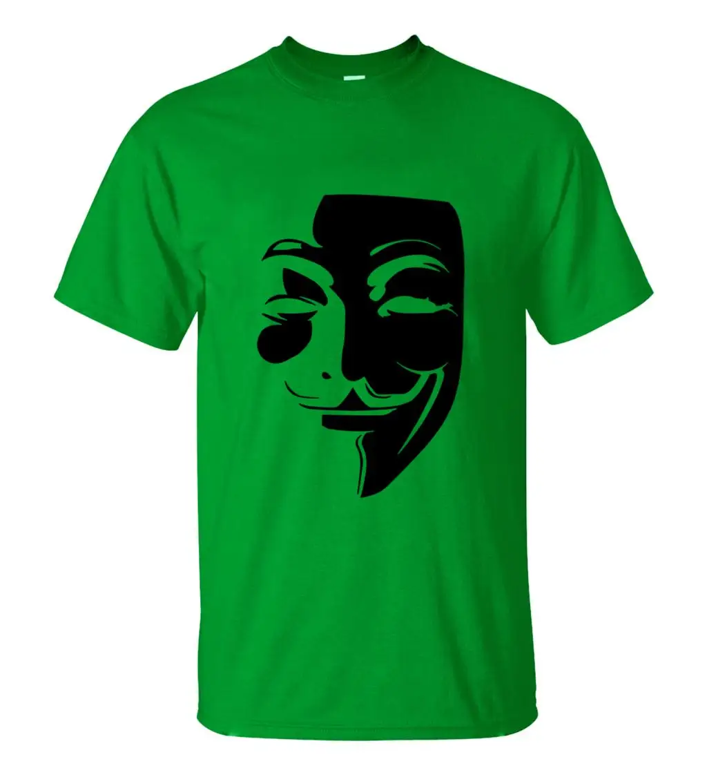 Мужская футболка с круглым вырезом V for Vendetta Повседневная модная из 100% хлопка