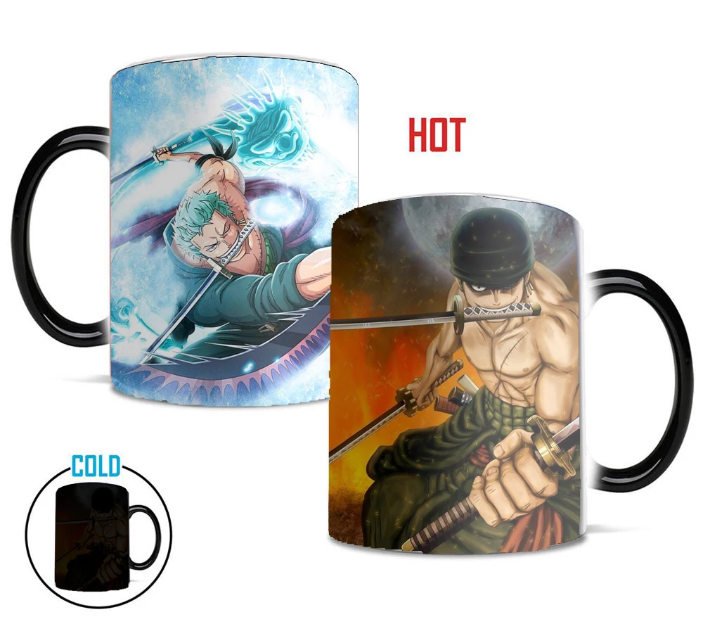 Цельные кружки luffy Zoro 350 мл офисная кофейная кружка меняющая цвет лучший подарок