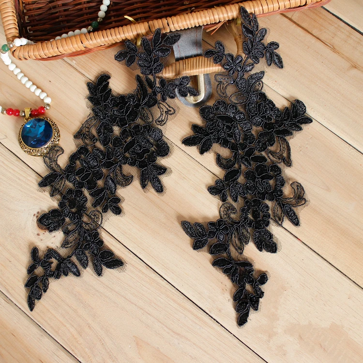1 пара белая черная розовая вышитая нашивка-аппликация кружевные нашивки для