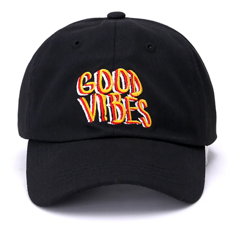 Кепка с надписью Good Vibes для мужчин и женщин хлопковая бейсболка регулируемая в