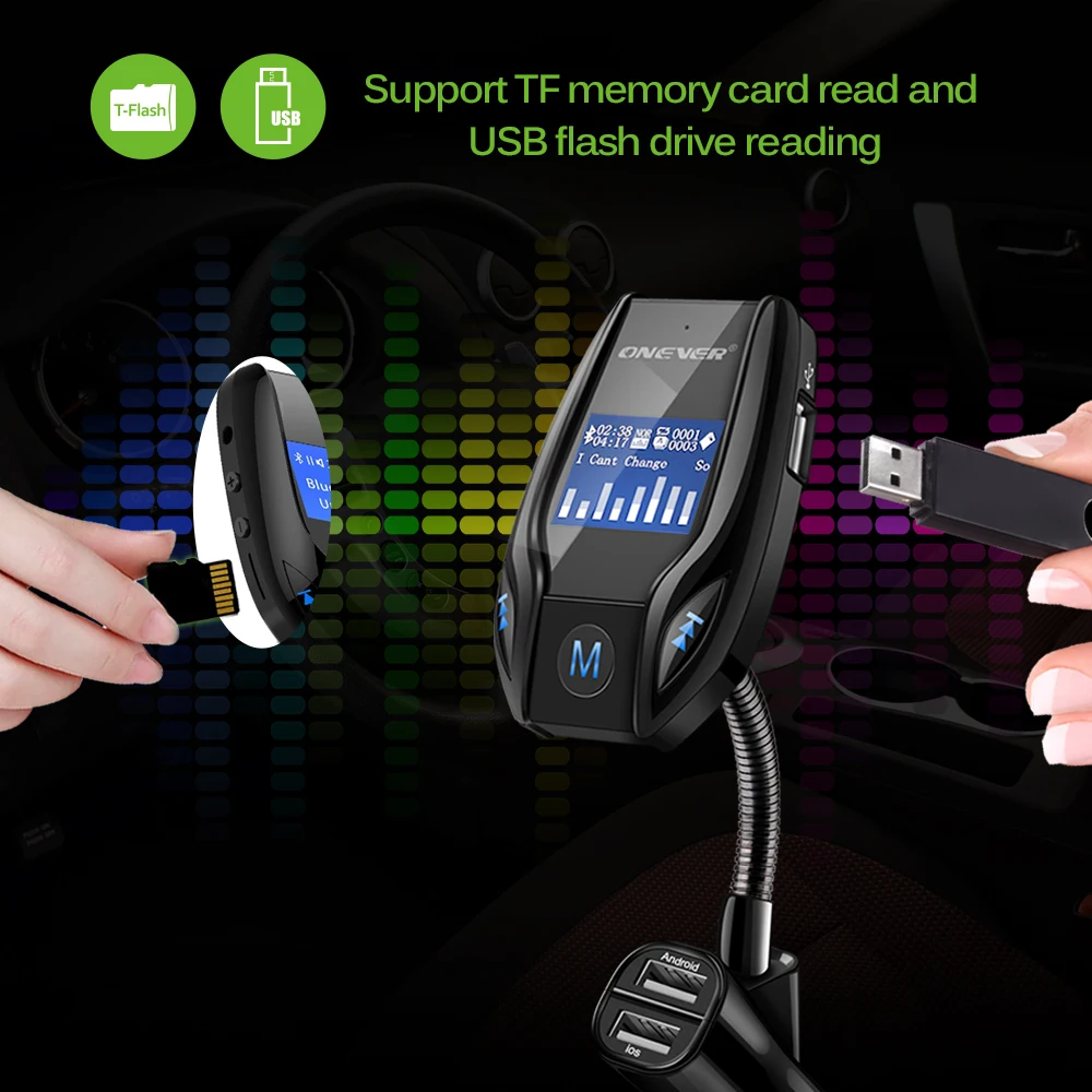 Onever ONEVER FM35 поворотный Bluetooth Автомобильный fm-трансмиттер MP3 плеер 3-USB автомобиля