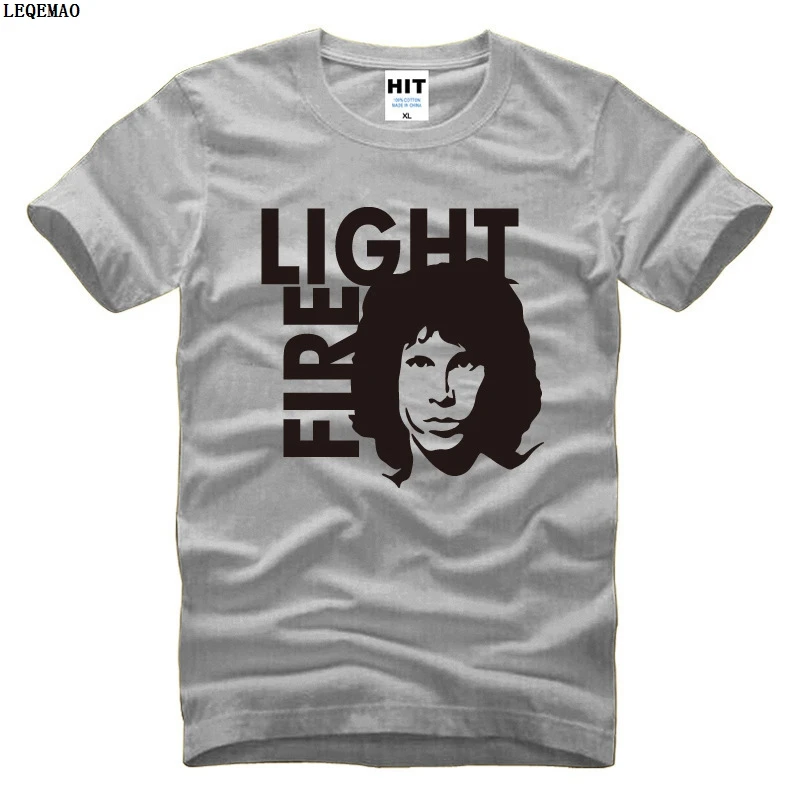 Summer Funny The Doors Light my Fire Printed T Shirts Men Cotton Short Sleeve Rock Band Jim Morrison Men's T-Shirt Fashion Tees | Мужская
