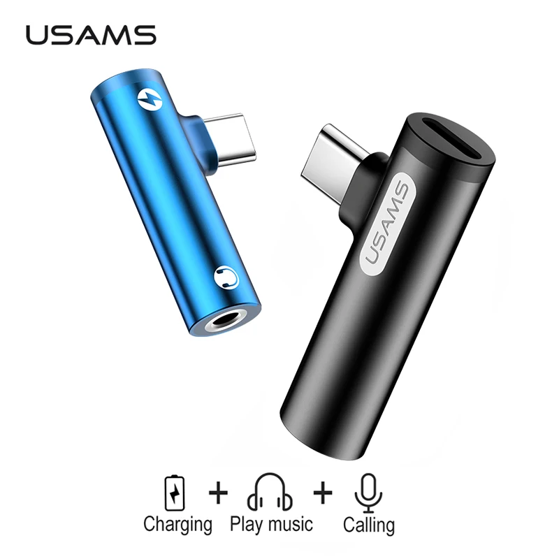 USAMS type c 3 5 мм Aux адаптер 4 в 1 USB C до для huawei Xiaomi OTG конвертер зарядное устройство Jack