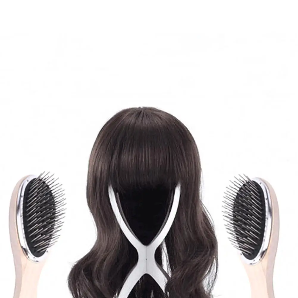 

22cm Hairbrush Wooden Handle Steel Tooth Hair Training Head Brush Anti-static Hairdresser Comb