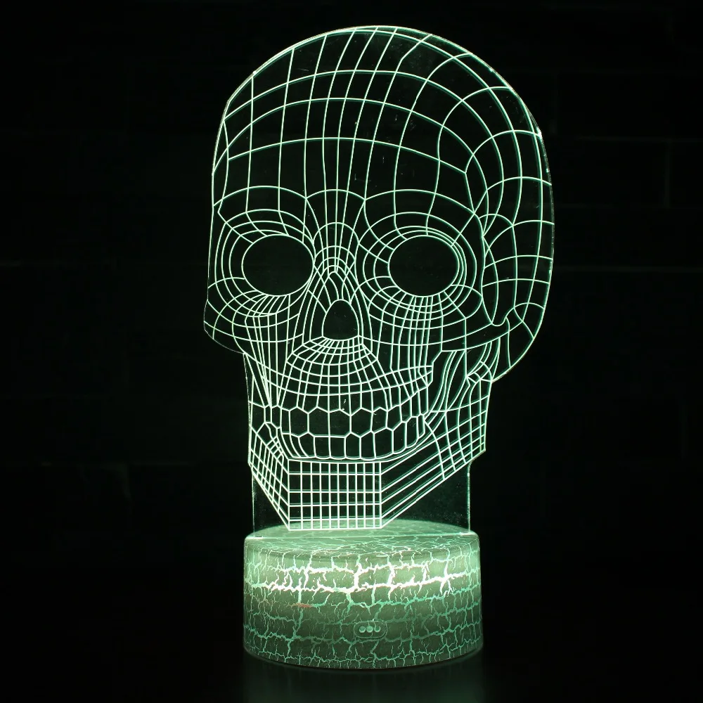 Светодиодный 3d ночник Java лампа с черепом 7 цветов световая Сенсорная декор для