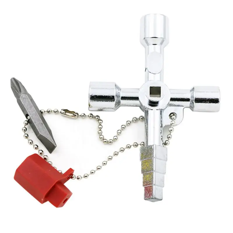 New 5 In 1 Multi-function wrench Universal Cross Square Triangle Train Electrical Cabinet Elevator Key Practical | Инструменты