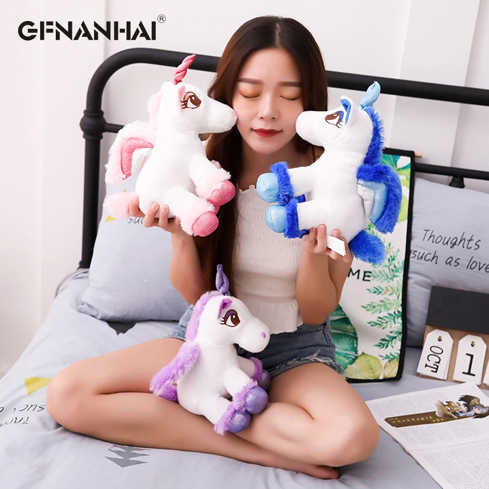 

1pc 30cm kawaii Rainbow Unicorn Plush Toy Lovely Standing Lying Animal Unicorn Dolls Stuffed Toys Children Baby Birthday Gift