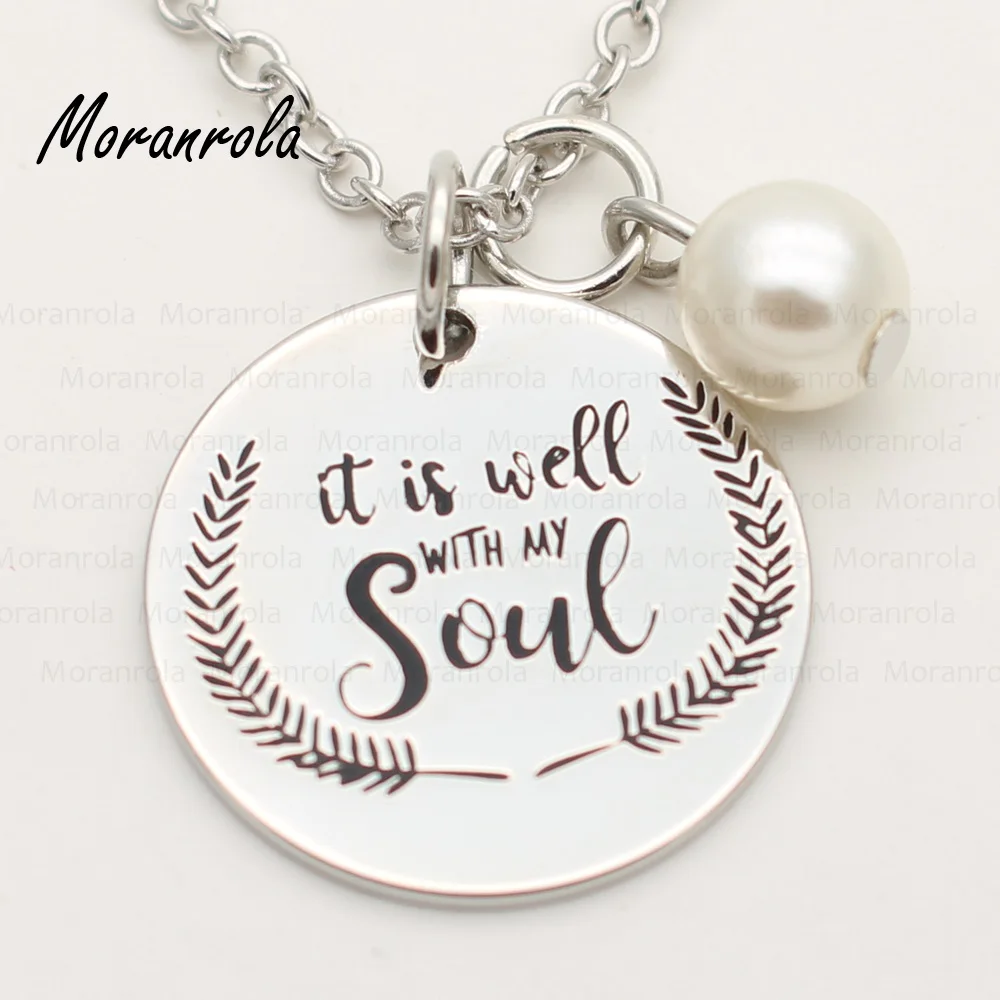 Новинка медное Серебряное ожерелье и брелок с надписью It is well with my soul