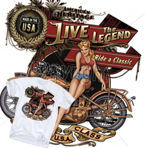 

2019 New Men 100 % Cotton Tee Shirt for Men Live The Legend T-Shirt Classic Biker Usa Motorrad Pin Up World Class T Shirt