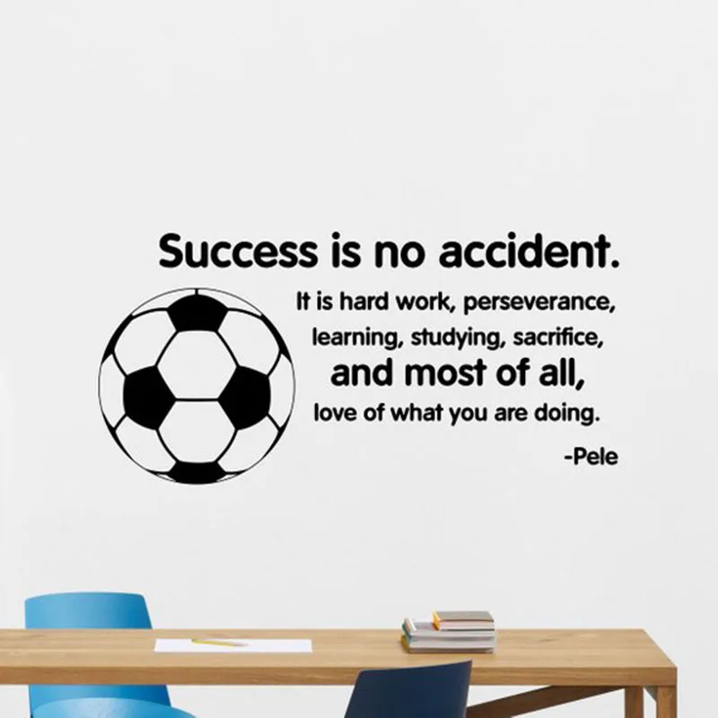 Success Is No Accident Wall Decal Pele Quote Soccer Poster Home Gym Sport Vinyl Sticker Playroom Kids Room Decor Art Mural X47