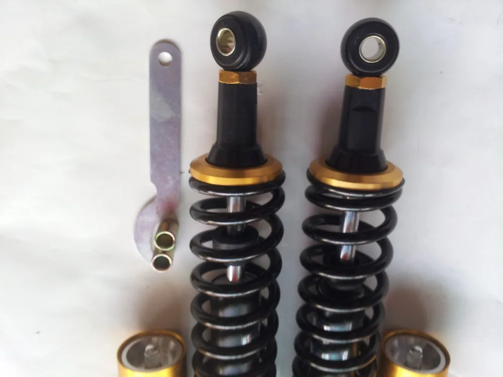 340mm air shock absorbers 8mm spring for honda CB750 CB400 yamaha RD250 RD350 xjr400 motorcycle absorber black +gold color | Автомобили и