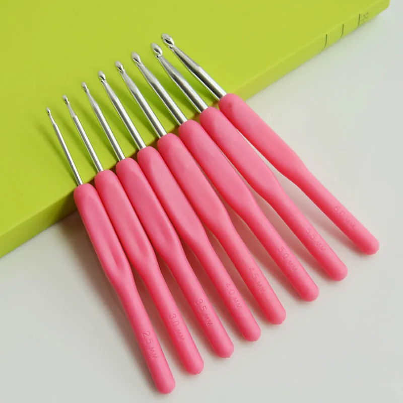 Набор спиц для вязания крючком из мягкого силикона 8 шт.|aluminium crochet hook set|aluminium