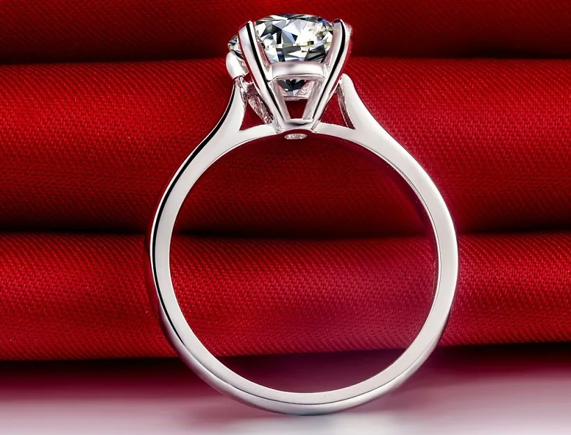 Обручальное кольцо с муассанитом из белого золота 18 К AU750 бриллиантом 1 карат