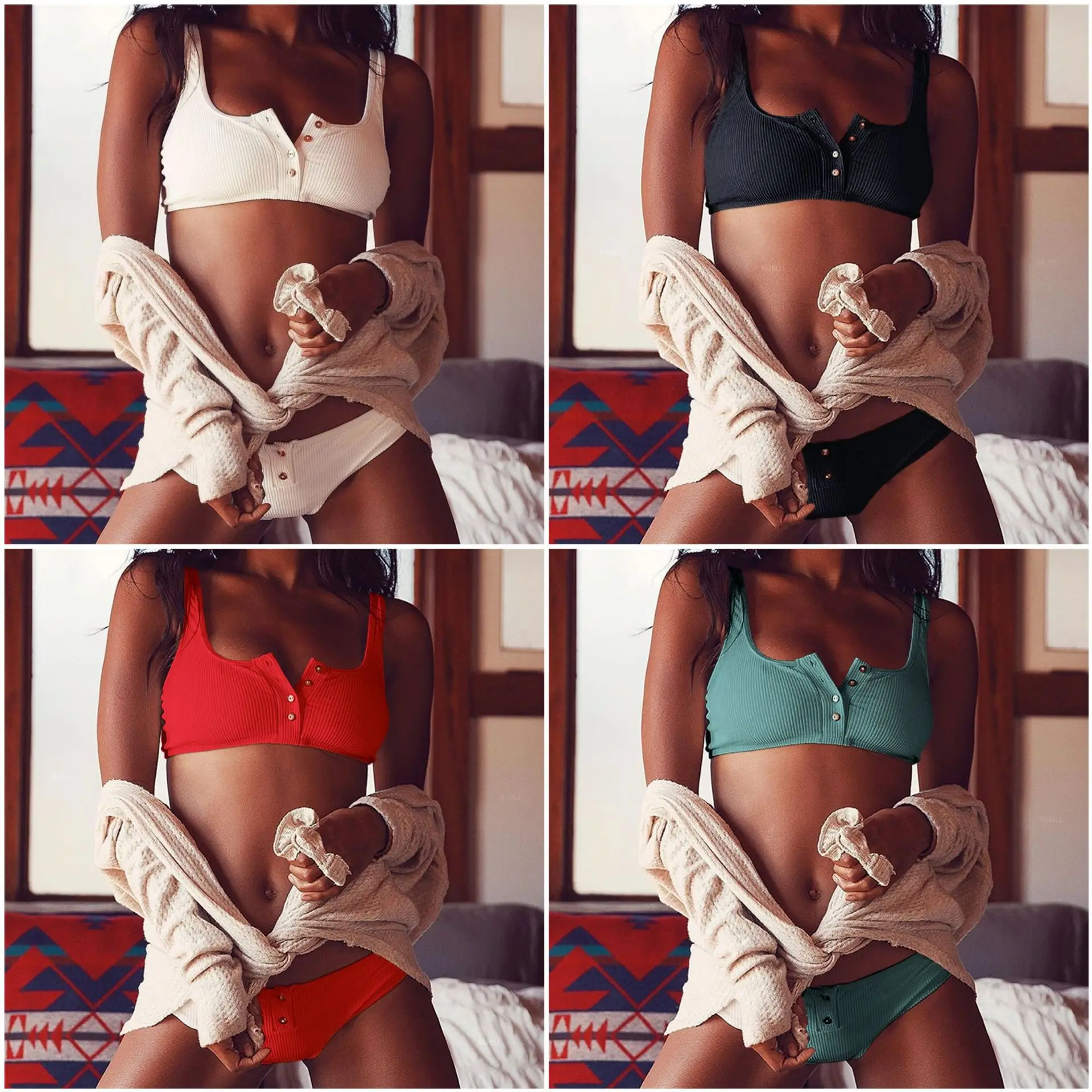 Лидер продаж комплект бикини 2018 Для женщин купальники Button купальник пикантные