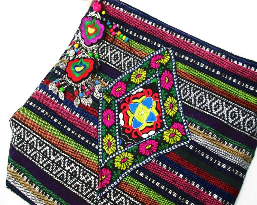 Бесплатная доставка, винтажная Hmong Этническая тайская индийская сумка в стиле бохо, сумка через плечо для женщин, гобелен с вышивкой (art.: 7afe69625) - 7afe69625