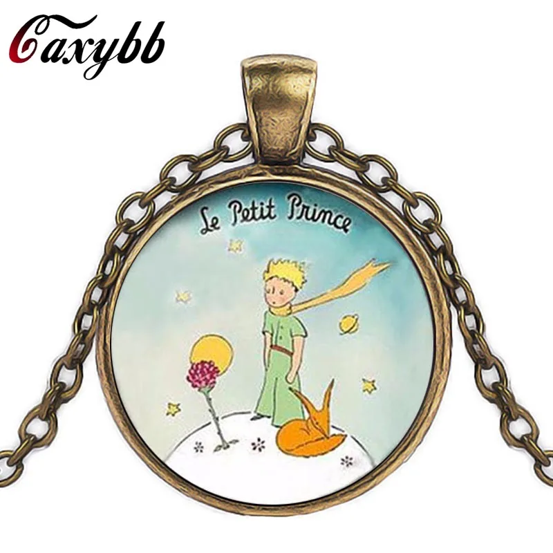 

Caxybb brand Cartoon Anime The Little Prince Pendant Necklace The Little Prince Paper Film Jewelry Necklace Glass Dome For Child