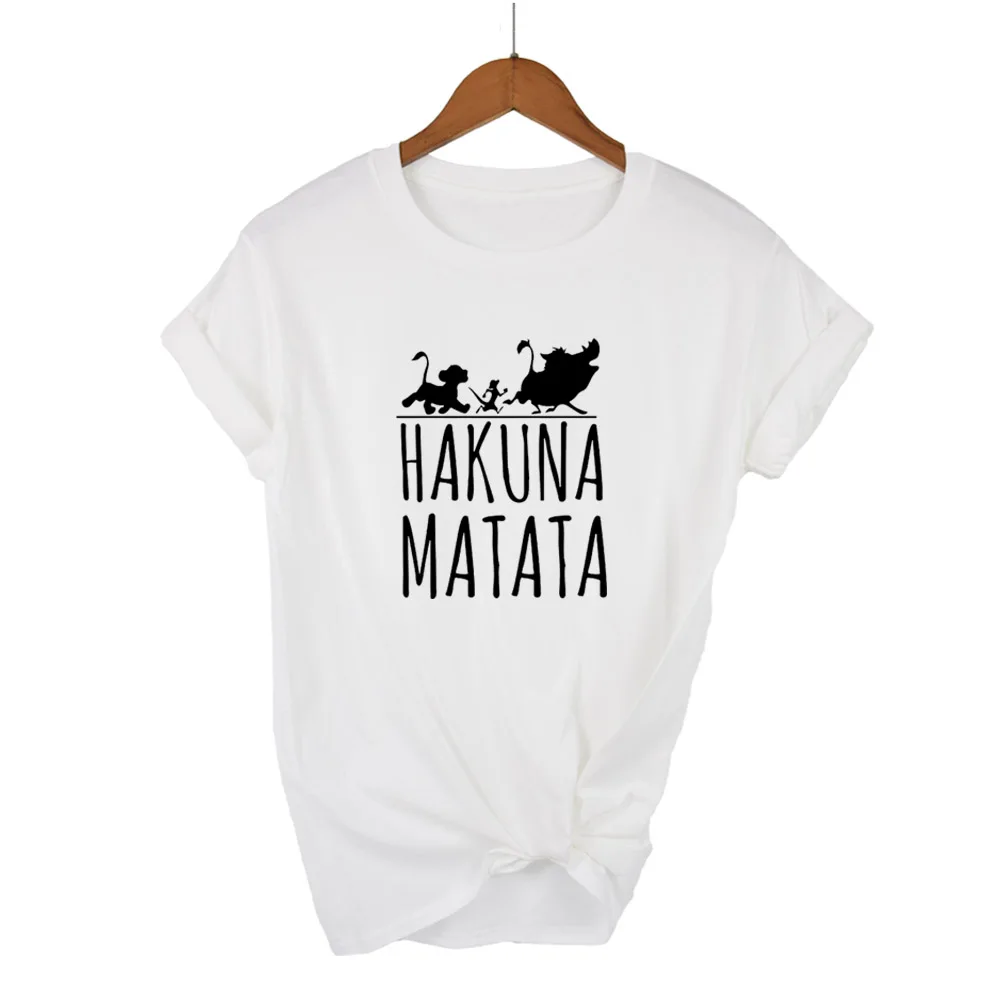 Футболка женская HAKUNA MATATA черная/белая футболка большого размера с героями