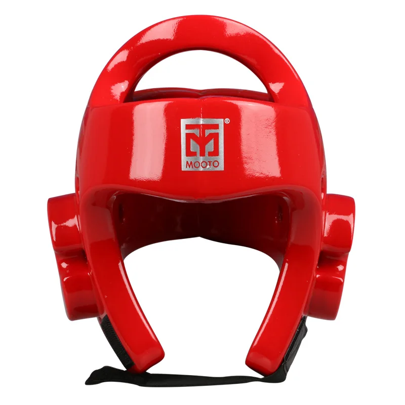 Mooto red helmet Красный Синий PU для взрослых мужчин женщин детей борьба каратэ шлем тхэквондо головы шестерни протектор Защита ММА Муай Тай Бокс головные уборы - Цвет: Mooto red helmet