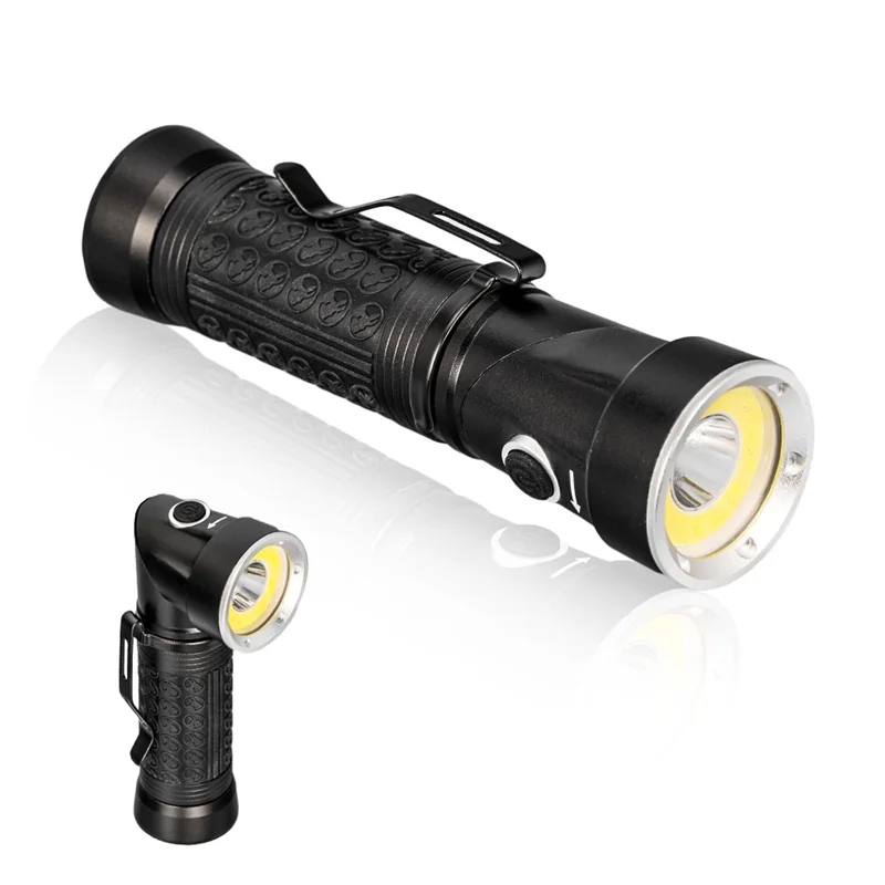 

18650 T6+COB 6000LM 90 Degree Fold Multifunction Torch Light For Hunting Camping Search Lantern Lamp Powerful LED Flashlight