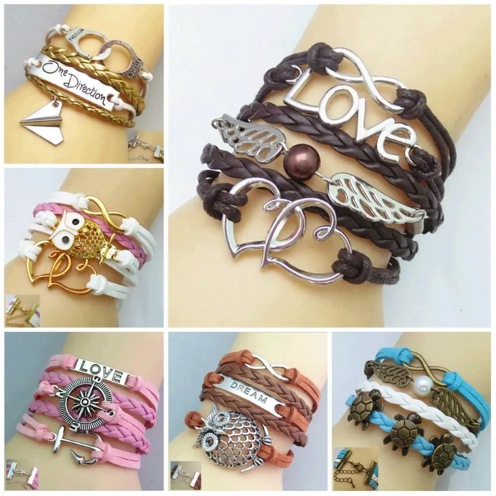 New hot fashion cute design restoring ancient ways unique lovely charm bracelet a variety of style leather | Украшения и