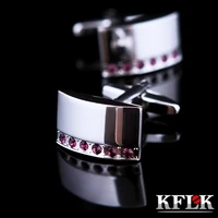 kflk jewelry brand purple crystal cuff link wholesale buttons high quality french shirt fashion cufflinks for mens guests