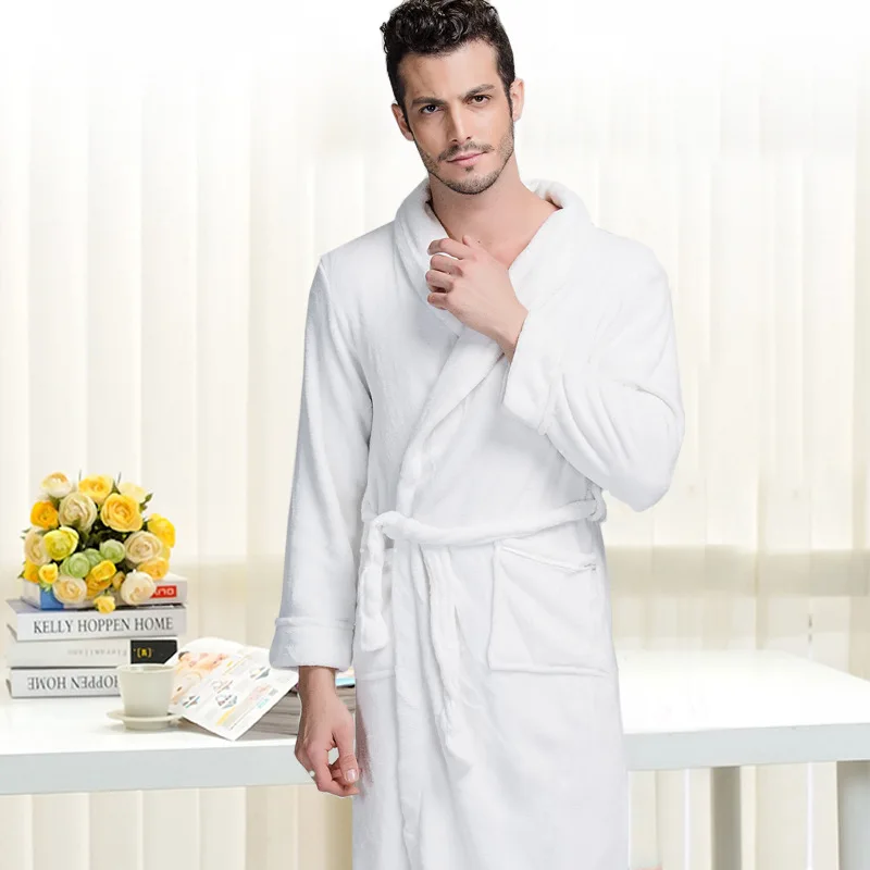 Большой размер очень длинный мужской плотный зимний халат для отдыха|lounge cover|bathrobe