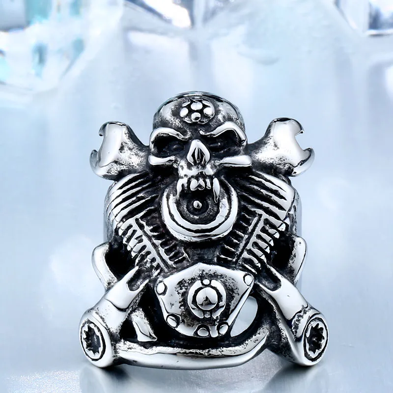 BEIER 316L Hot Sell 316LStainless Steel Winged Motorcycle Skull Biker Cool Punk Ring Jewelry BR8-410 | Украшения и аксессуары
