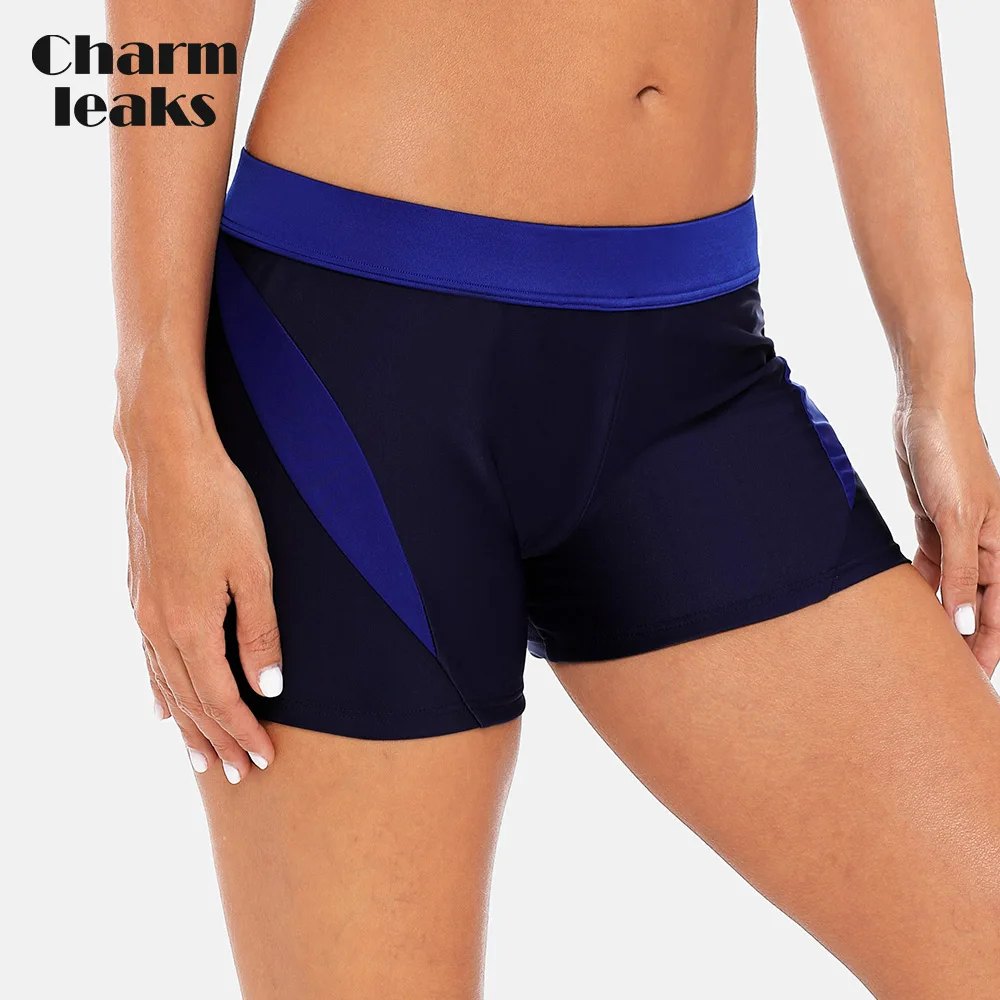 

Charmleaks Women's Boardshort Swimming Shorts Patchwork Color Bikini Bottom Swimwear Briefs Split Tankini Swimwear Trunks