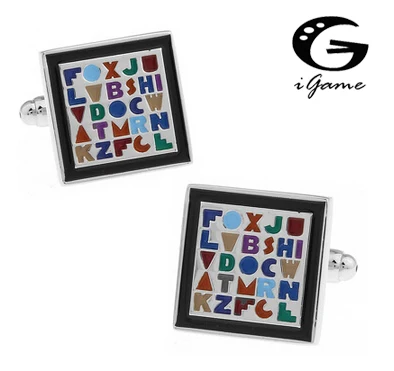 

iGame Letters Cuff links Multi-color Enamel Design Free Shipping