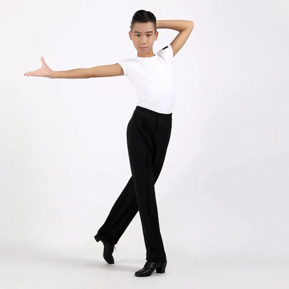 

Hot Selling Latin Dance Shirts For Children Black/White Cotton Short Sleeve Tops Boy Males Kid Ballroom Practise Clothing 10383