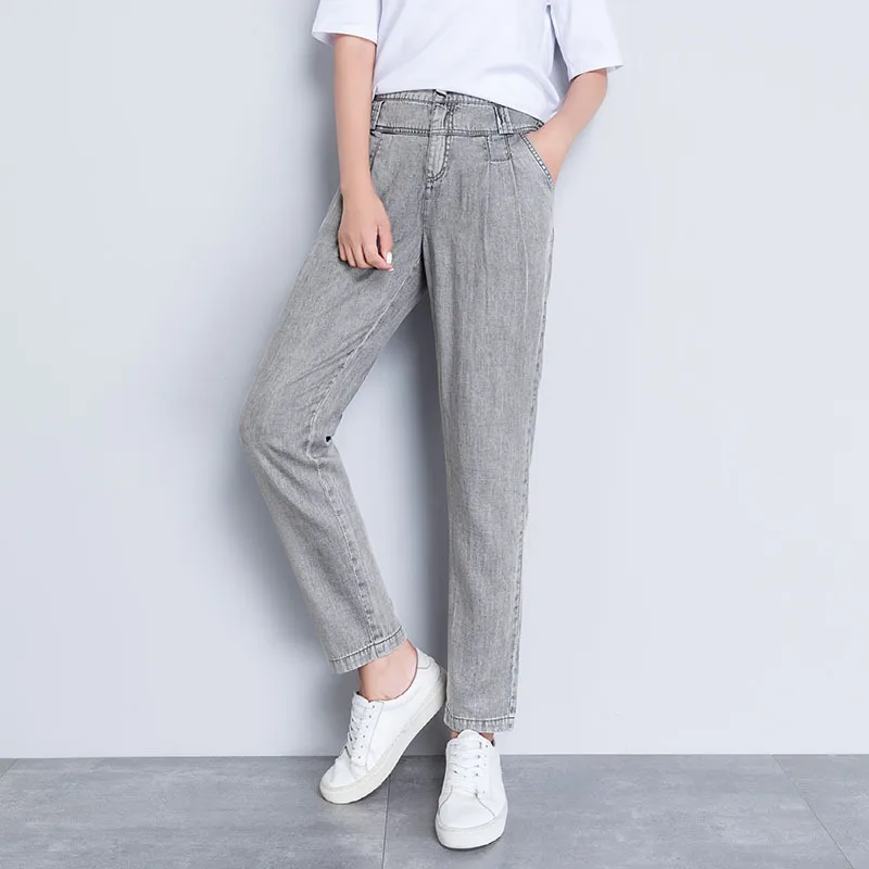 Womens Denim Jeans Grey Haroun Fashion Harem Female Summer Cropped Pants Ankle Length Plus Size Drop Shipping | Женская одежда