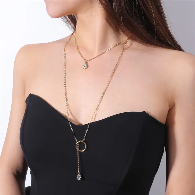 Колье bijoux en acier inoxydable Мода Минимализм Личность украшение Многоэтажный ключицы