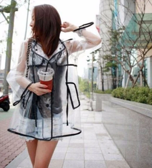 Прозрачный дождевик из ЭВА длинный для женщин водонепроницаемая куртка ветровка