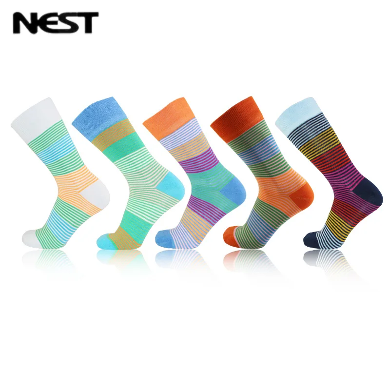 NEST 5 пар/лот мужские деловые носки цветные взрослые мужчины женщины платье тонкие
