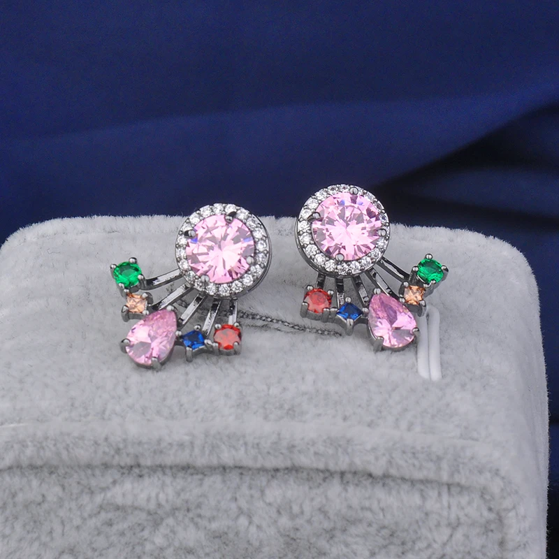 YAN MEI Женские Модные Разноцветные серьги с цирконием в форме Растения Женский