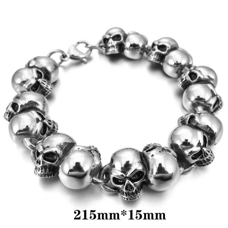 

Мужской готический браслет из нержавеющей стали, ширина 215 мм, ширина 15 мм